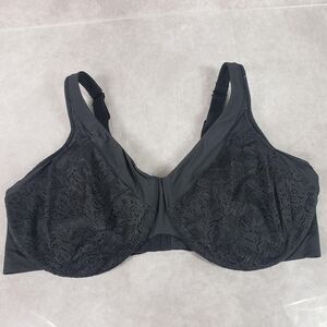 Playtex 18 Hour Bra Womens 42DD Black Smoothing Minimizer Wirefree Lace Support